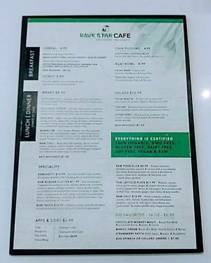 Menu from The Rawk Star Cafe at Rawk Star Cafe and Marketplace in Oldsmar