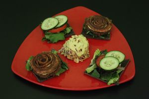 Sunflower Seed Veggie Burger with Homemade coleslaw.  at Rawk Star Cafe and Marketplace in Oldsmar