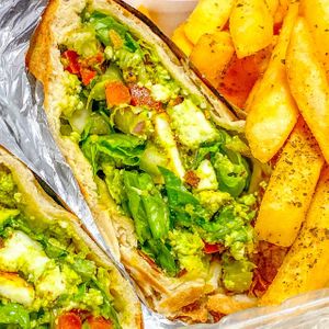 Naan Wrap w/ seasoned fries  at Greenhaus Eatery in San Diego