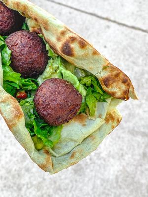 Veggie Meatball Wrap at Greenhaus Eatery in San Diego