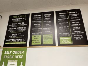 Build-Your-Own Menu from Left to Right (first two boards). at Greenhaus Eatery in San Diego