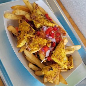 Masala fries with spicy tofu at Greenhaus Eatery in San Diego
