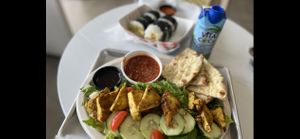 Haus plate and treena roll  at Greenhaus Eatery in San Diego