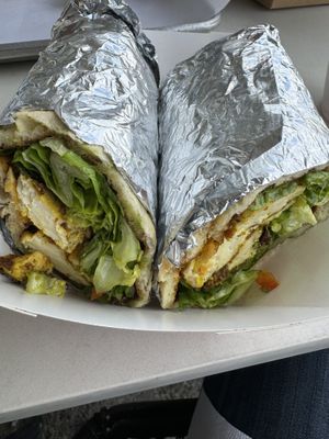 Naan wrap with spicy tofuu  at Greenhaus Eatery in San Diego