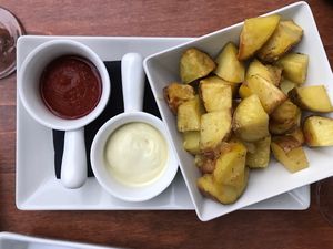 Brave potatoes at Chez Kessler in Barcelona