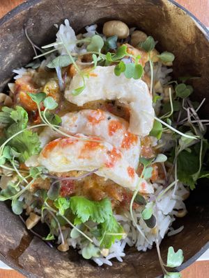 Arroz con gambas veganas at Chez Kessler in Barcelona