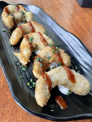 Vegan shrimps  at Chez Kessler in Barcelona