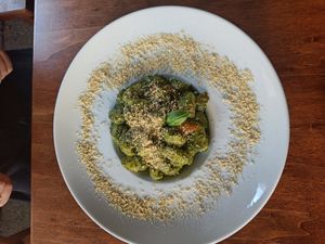 Gnocci with pesto at Chez Kessler in Barcelona