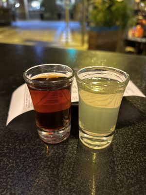 Liquor shots   at Chez Kessler in Barcelona