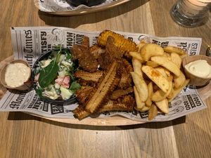 Vegan fresh en chips: eigenlijk oosterzwam en patat😄  at Restaurant De Zeeuwse Stromen in Renesse