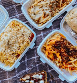 Mac and cheese and loaded fries at The Happy Hooligans in Santa Clara