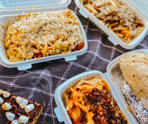 Mac and cheese and loaded fries at The Happy Hooligans in Santa Clara