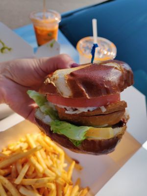 California Chick'N burger at The Happy Hooligans in Santa Clara