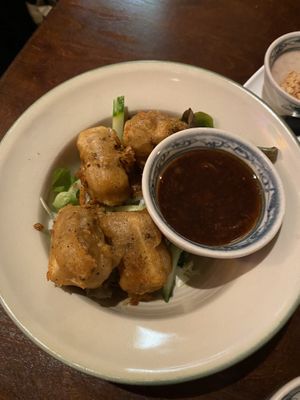 Tofu in Knoblauch/Pfeffer Mantel (mega lecker)   at Well Being in Cologne