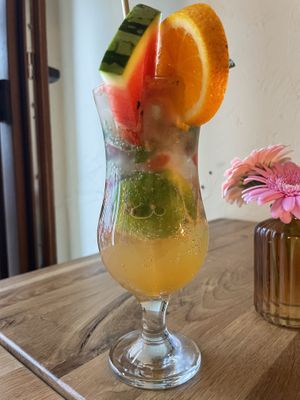 Ginger goji drink   at Well Being in Cologne