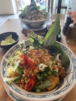 Vegan yellow noodle dish   at Well Being in Cologne