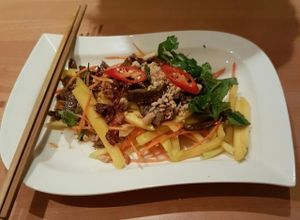Appetizer - mango salad with veggie beef  at Well Being in Cologne