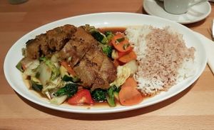 Main course - Vietnamese veggie ducken with vegetables at Well Being in Cologne