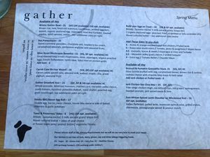 Spring menu at Gather in Braddon