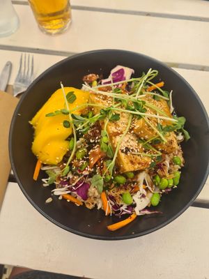 Poke bowl with tofu #Veganuary at Tea Gardens Boatshed in Tea Gardens