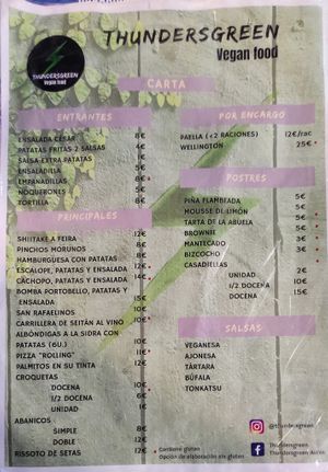 Menú at Thundersgreen in Aviles