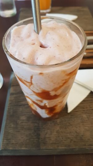 Simply Straw: Banana, Coconut Milk, Almond Milk, Strawberry at Zeroism - Vegan Café & bakery in Ho Chi Minh City