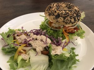 Cream cheese bagel at Zeroism - Vegan Café & bakery in Ho Chi Minh City