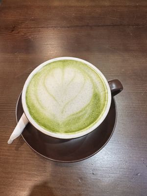 Hot matcha lattee  at Zeroism - Vegan Café & bakery in Ho Chi Minh City