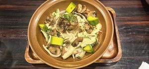Creamy mushroom spaghetti at Zeroism - Vegan Café & bakery in Ho Chi Minh City