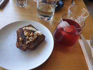 The banana bread with walnuts and cinnamon 'butter' at Luna Bean Cafe & Bakery in Nundah