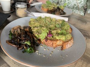 Vegan house deposit with extra mushrooms. Really tasty!  at Luna Bean Cafe & Bakery in Nundah