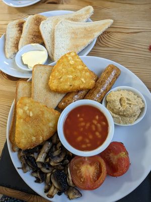 Vegan breakfast - The Harvester at Breaktimes Cafe in Porthmadog