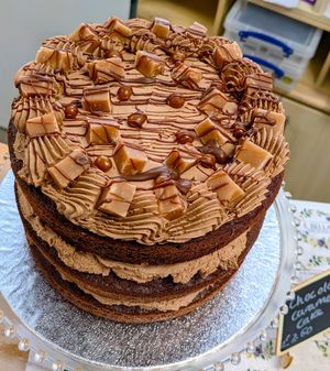 Salted caramel chocolate cake at E Bella in Clitheroe