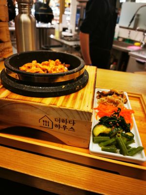 Dolsot Bibimbap, with tofu and sriracha mayo.  at Keemchi  in Stockholm