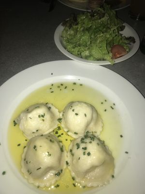 Vegan Kasnudl with salad  at Camping Wirt in Annenheim