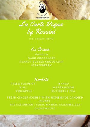 Our Vegan menu at Rossini in Koh Samui