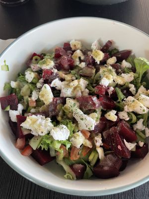 Vegan feta and beetroot salad on most recent visit August 2023 - so tasty  at Bird & Bean in Frinton-on-sea