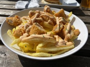 Crispy vegan chicken fries   at Bird & Bean in Frinton-on-sea
