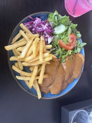 Vegan chicken in satay sauce   at Bird & Bean in Frinton-on-sea