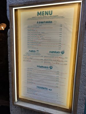 menu at Lipopette in Lyon