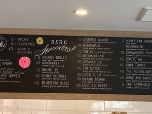 Menu board at Broad Street Dough Co in Encinitas