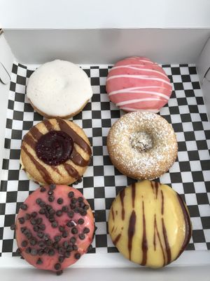 Guess which is which: Chai Town, The Aztec, Strawberry Fields, Funky Monkey, All American, Queen B at Broad Street Dough Co in Encinitas