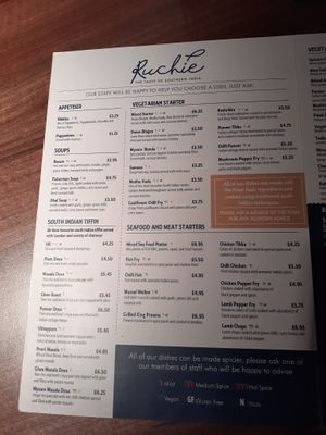 1st page of menu at Ruchie in Shirley