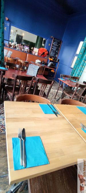 Inside tables at Café Contresort in Paris