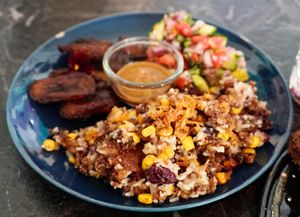Fried plantains + fried rice at Café Contresort in Paris
