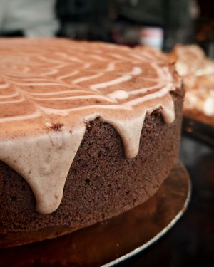Lemon hazelnut tart, cocoa base, almond cream, lemon cream, and creamy hazelnut topping at Café Contresort in Paris