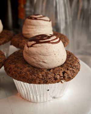 Capricorn cupcake: walnut cookie, mandarin jelly center, chestnut cream, and a hint of hazelnut at Café Contresort in Paris