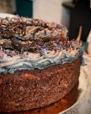 Caramel cake, creamy black sesame and a hint of passion fruit at Café Contresort in Paris