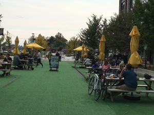 Fall outdoor seating  at Mitchell's Ice Cream in Shaker Heights