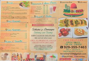 Menu  at Taco Zone in Brooklyn